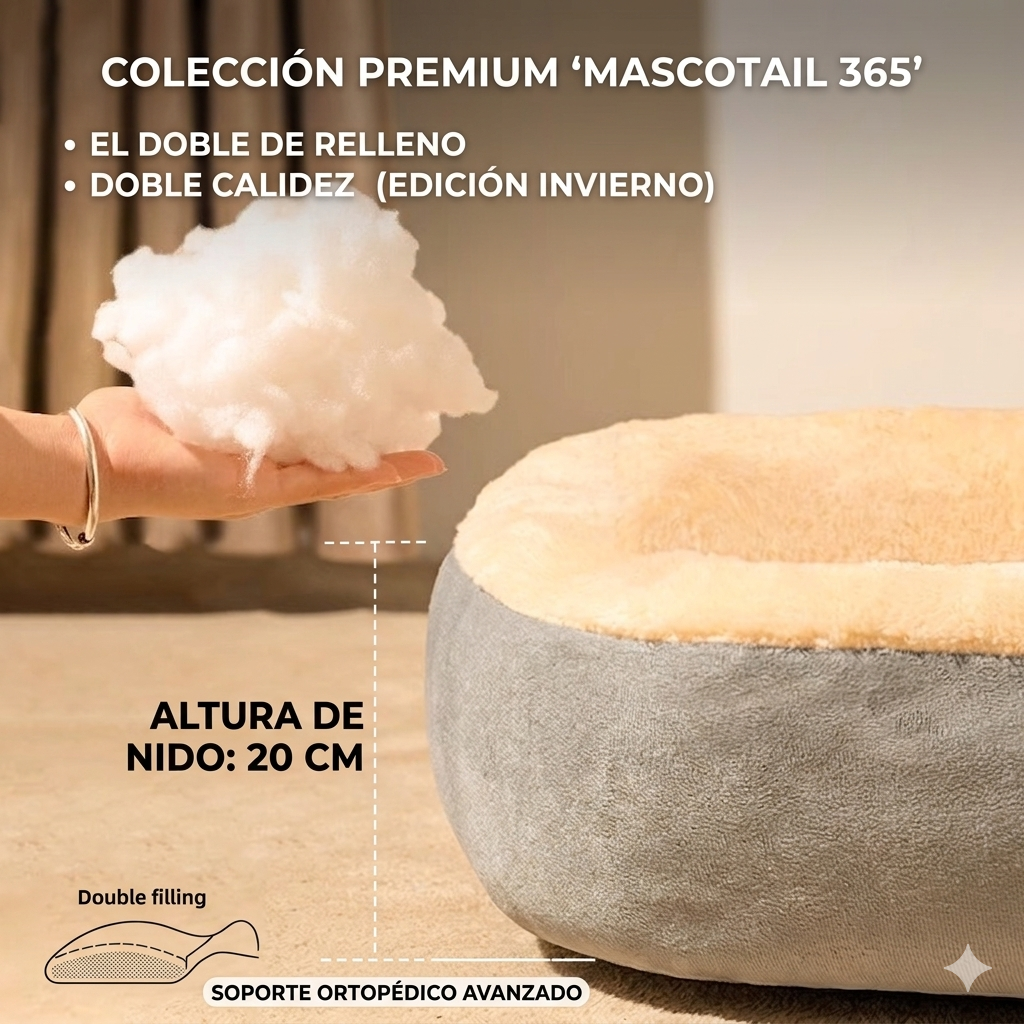 Cama Nido Premium "Mascotail 365" – Confort Térmico Adaptable