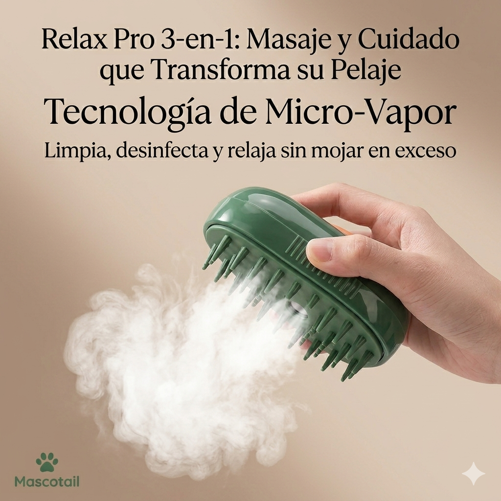 Cepillo de Vapor Relax Pro 3-en-1 para Gatos y Perros