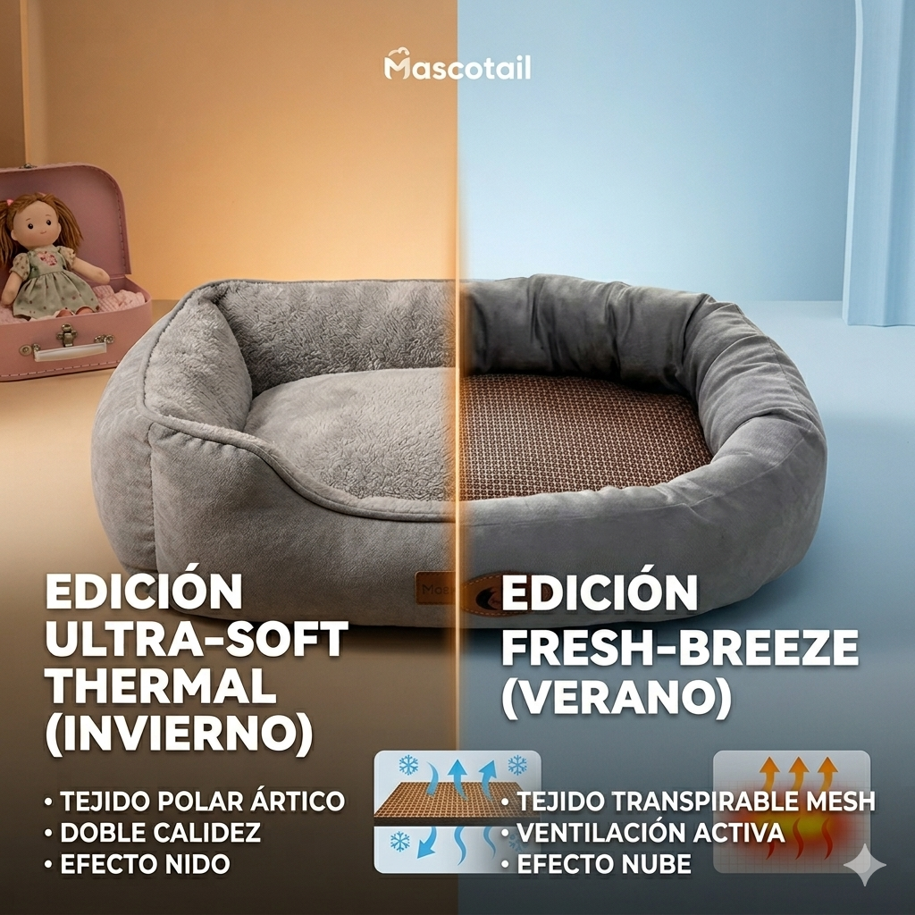 Cama Nido Premium "Mascotail 365" – Confort Térmico Adaptable