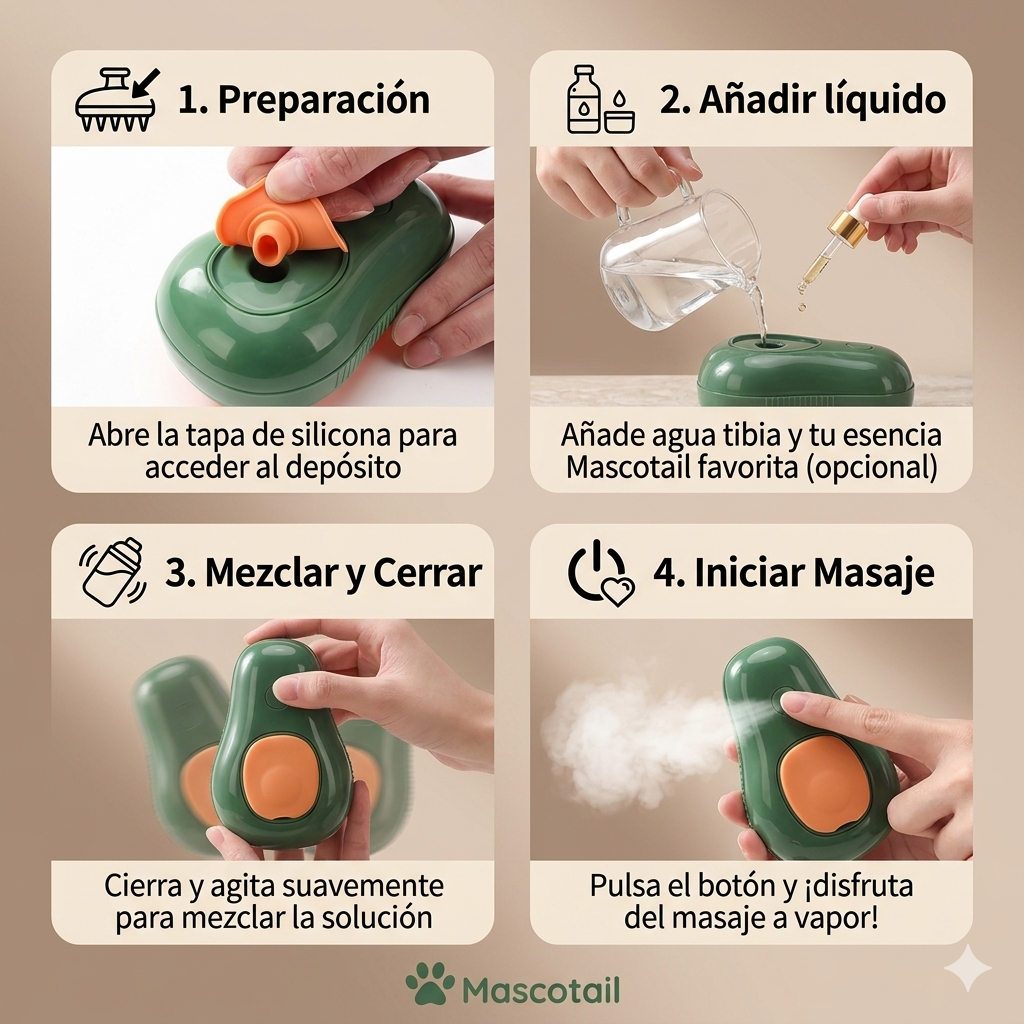 Cepillo de Vapor Relax Pro 3-en-1 para Gatos y Perros