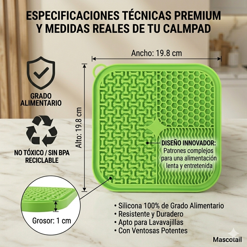 Alfombrilla de Lamer 'CalmPad' de Mascotail – Comedero Lento Anti-Ansiedad